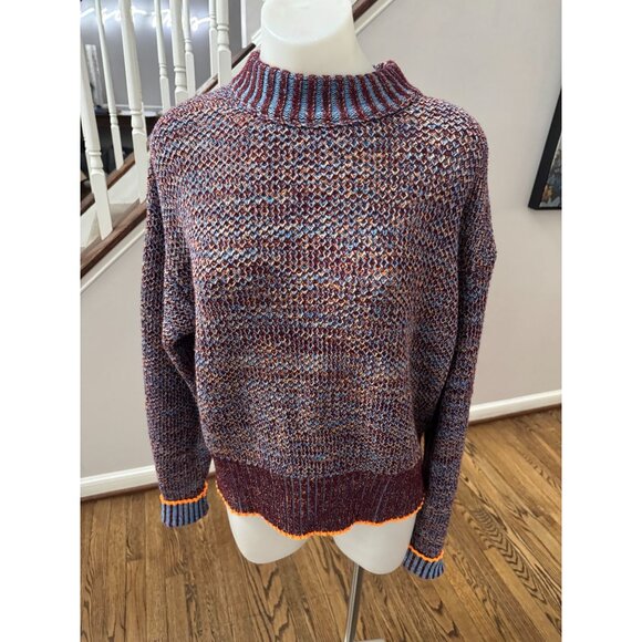 Victoria Beckham Multicolor Wool Cotton Blend Sweater Marled Stripe Size Large - Picture 2 of 6